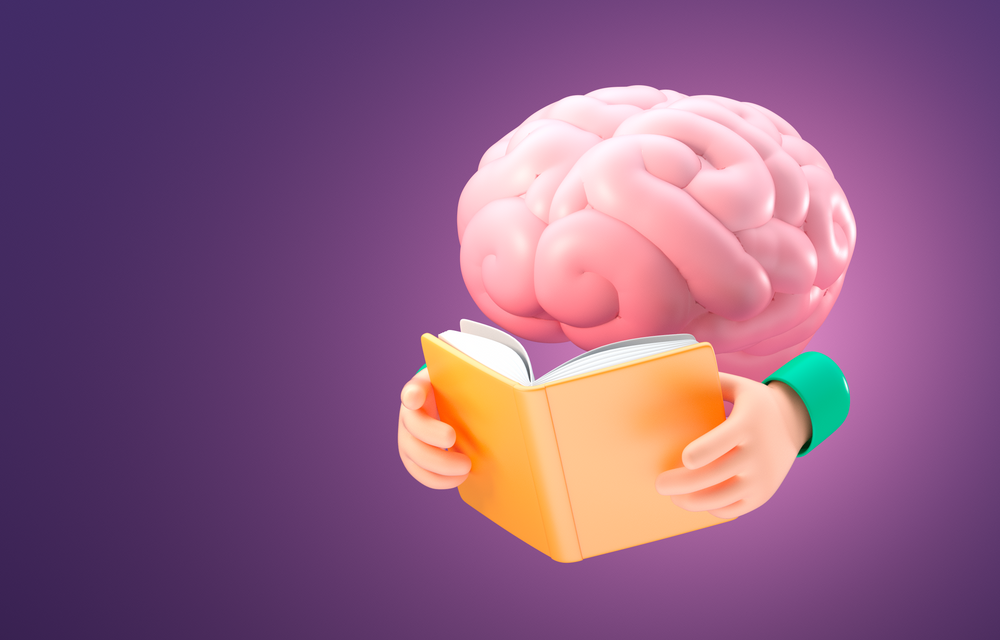 Brain Reading a Book. 3D Illustration